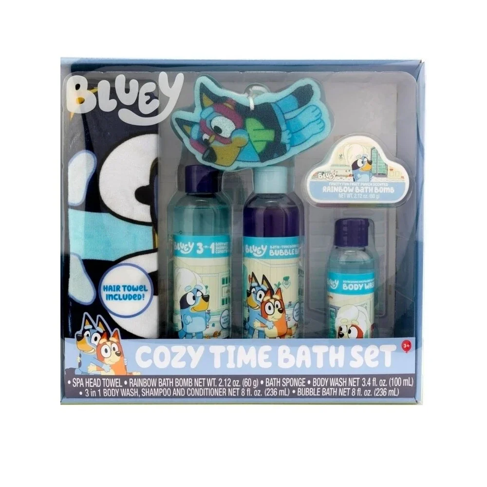 Bluey Cozy Bath Set 6-piece NEW Sealed Bubble Bath Body Wash Bath Bomb Set